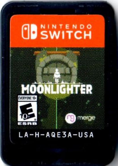 Moonlighter retro Nintendo Switch video game Moonlighter action RPG dungeon crawling shop management fantasy adventure pixel art gameplay console title Nintendo Switch release cartridge
