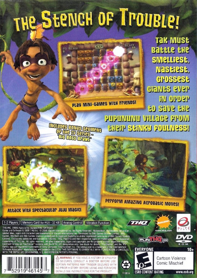 Tak and the Guardians of Gross PS2 PlayStation 2 platformer adventure game cartoon style action humor exploration retro video game back of case
