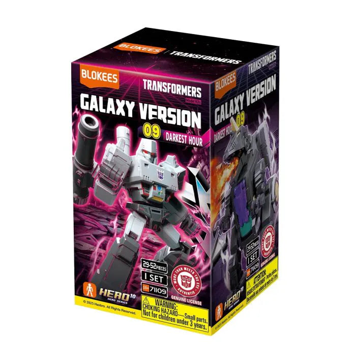 Blokees Transformers Galaxy Version 09 Darkest Hour blind box collectible series inspired design featuring buildable transforming robot characters aesthetic mystery box assortment detailed sci fi mecha designs iconic Transformers universe themed mini figures surprise collectibles and display presentation 