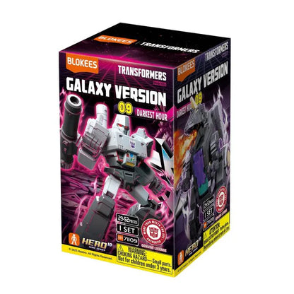 Blokees Transformers Galaxy Version 09 Darkest Hour blind box collectible series inspired design featuring buildable transforming robot characters aesthetic mystery box assortment detailed sci fi mecha designs iconic Transformers universe themed mini figures surprise collectibles and display presentation 