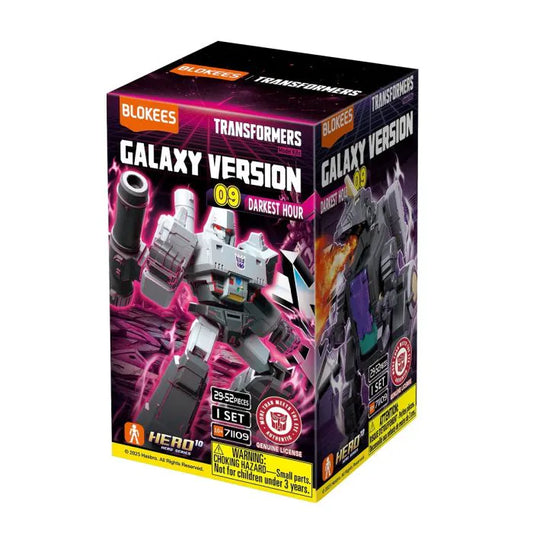 Blokees Transformers Galaxy Version 09 Darkest Hour blind box collectible series inspired design featuring buildable transforming robot characters aesthetic mystery box assortment detailed sci fi mecha designs iconic Transformers universe themed mini figures surprise collectibles and display presentation 