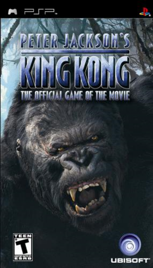 Peter Jackson's King Kong PlayStation Portable PSP for action adventure video game fans featuring first person survival gameplay cinematic storytelling jungle exploration intense dinosaur encounters giant creature battles immersive movie inspired adventure collectible gaming appeal front cover art