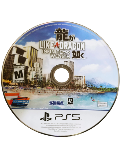 Like a Dragon Infinite Wealth PlayStation 5 PS5 video game, JRPG, story-driven adventure, turn-based combat, Yakuza series title disc