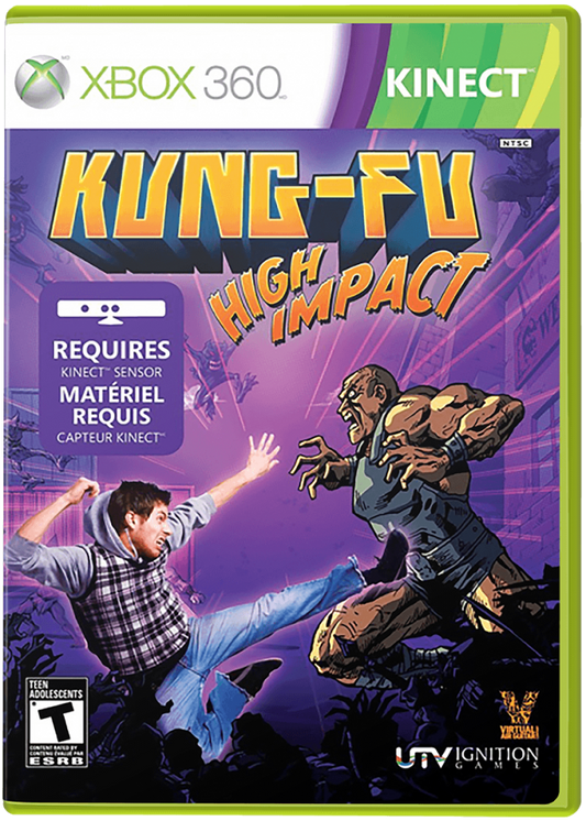 Kung Fu High Impact cover art for Xbox 360 (X360) motion-controlled beat 'em up fighting video game