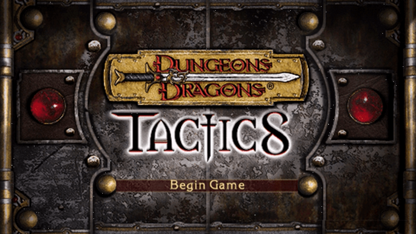 Dungeons & Dragons Tactics title screen for PlayStation Portable (PSP) with two dragons on a brown background