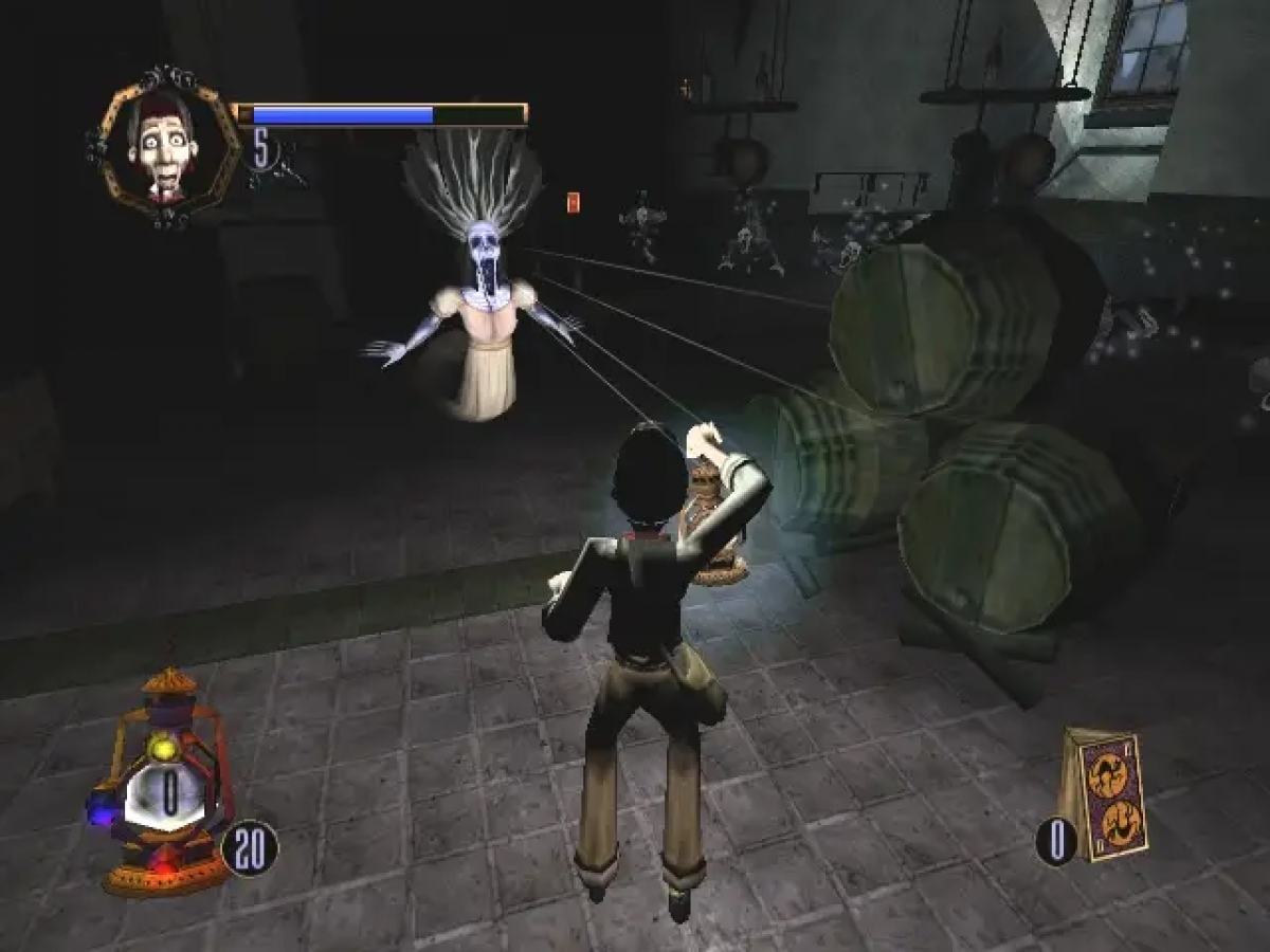 Disney's The Haunted Mansion PlayStation 2 PS2 for action adventure video game fans featuring spooky mansion exploration ghost hunting puzzle solving supernatural enemies atmospheric environments Disney inspired horror adventure mystical weapons cinematic gameplay collectible gaming appeal gameplay