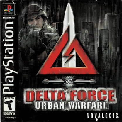 Delta Force: Urban Warfare PlayStation 1 PS1 for tactical first person shooter retro video game fans featuring military special forces missions urban combat realistic weapons stealth tactics squad based action multiplayer gameplay collectible gaming appeal front cover art