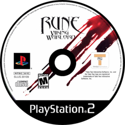 Rune VIking Warlord disc cover art for Playstation 2 (PS2) action video game. 