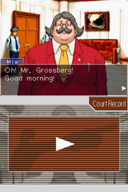 Phoenix Wright: Ace Attorney – Trials and Tribulations gameplay for Nintendo DS (DS) courtroom visual novel adventure video game