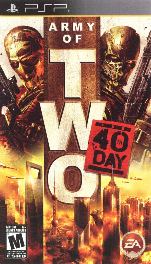 Army of Two: The 40th Day – PlayStation Portable (PSP) cover art for cooperative third-person shooter video game