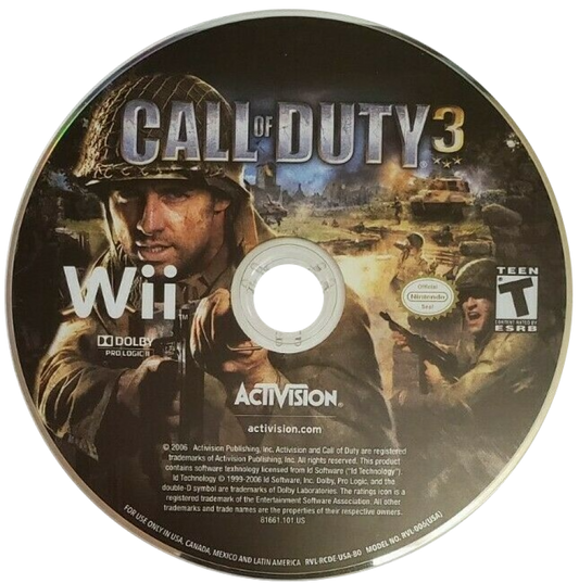 Call of Duty 3 – Nintendo Wii (Wii) dsc cover art for video game for Wii