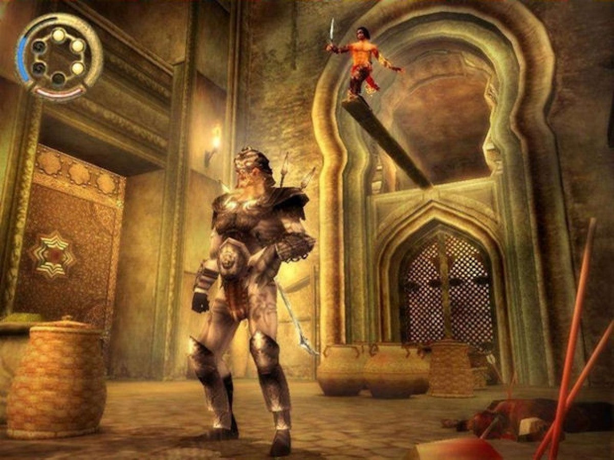 Prince of Persia The Two Thrones PS2 Sony PlayStation 2 action adventure platformer Ubisoft parkour wall running acrobatic combat dagger of time stealth gameplay dark prince dual personality story driven gameplay retro gaming PlayStation 2 software video game title gameplay