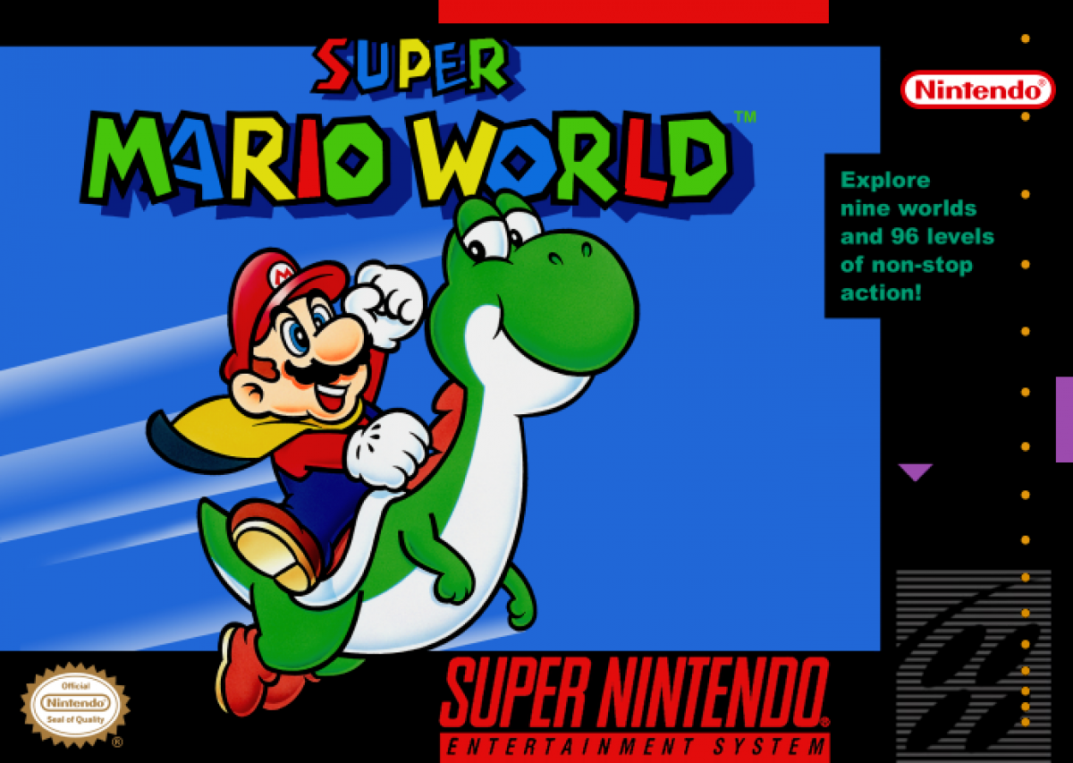 Super Mario World cover art for Super Nintendo Entertainment System (SNES) video game