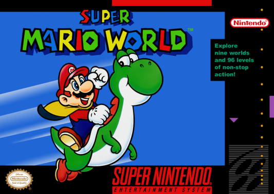 Super Mario World cover art for Super Nintendo Entertainment System (SNES) video game