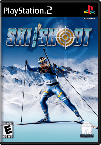 Ski and Shoot – PlayStation 2 (PS2) video game cover image, winter sports shooting game