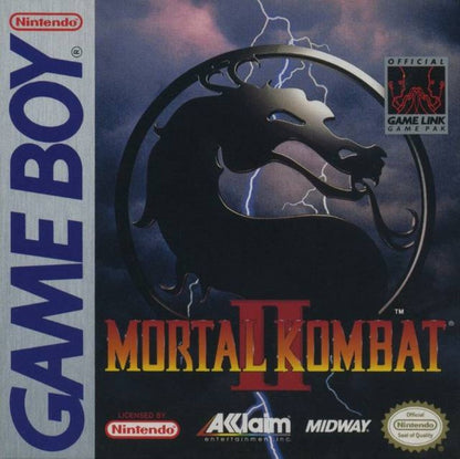 Mortal Kombat II Game Boy GB for retro video game enthusiasts featuring classic fighting gameplay one on one arcade combat iconic characters special moves tournament battles handheld action and collectible gaming appeal front cover