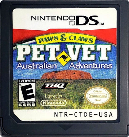 Paws & Claws Pet Vet Australian Adventures Nintendo DS video game, animal care simulation, veterinary adventure gameplay, family-friendly handheld console title cartridge