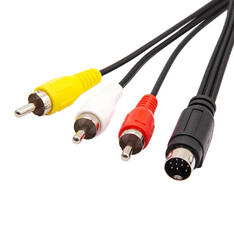 Sega Saturn AV composite cable video connection accessory for Sega Saturn console composite output RCA connectors standard definition television hookup cable connections