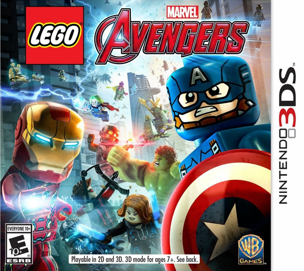 LEGO Marvel's Avengers Nintendo 3DS video game featuring action adventure gameplay Marvel superhero characters LEGO style environments puzzle solving combat challenges character abilities and classic Nintendo 3DS gameplay retro video game collection collectible gaming appeal cover art