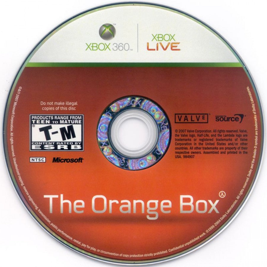 The Orange Box disc art for Xbox 360 (X360) video game