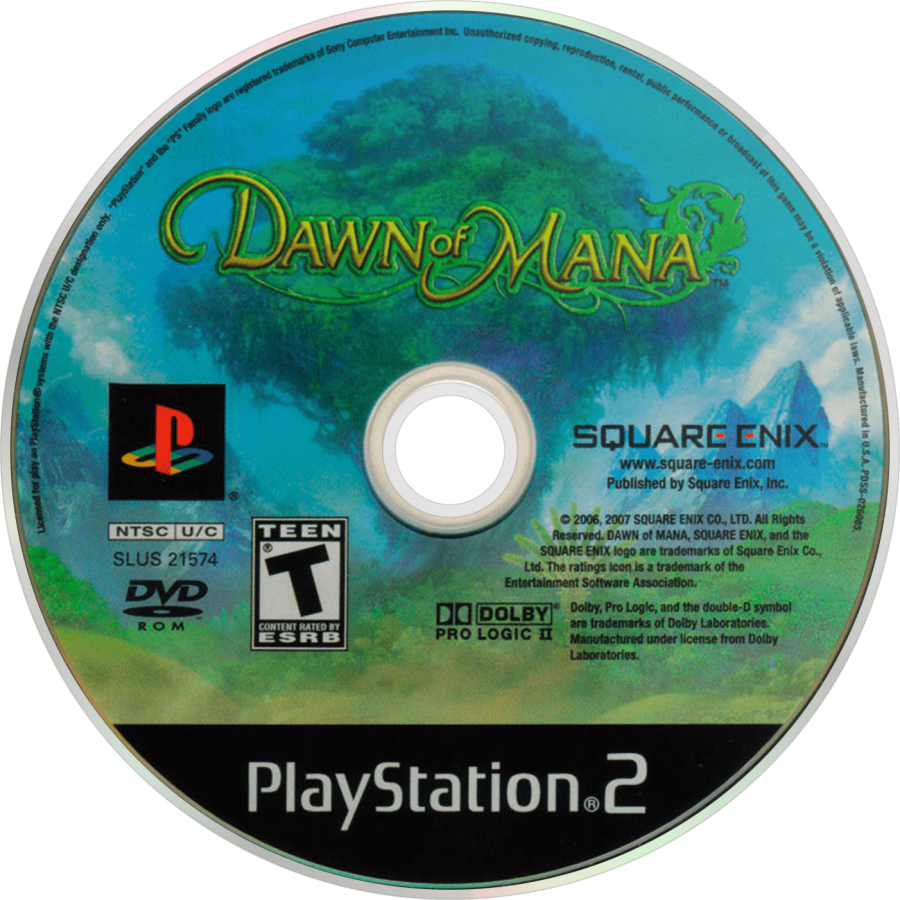Dawn of Mana PlayStation 2 PS2 action role playing video game featuring fantasy adventure real-time combat exploration magical abilities powerful enemies environmental interaction character development story-driven gameplay and classic PlayStation 2 PS2 gameplay collectible retro gaming appeal disc