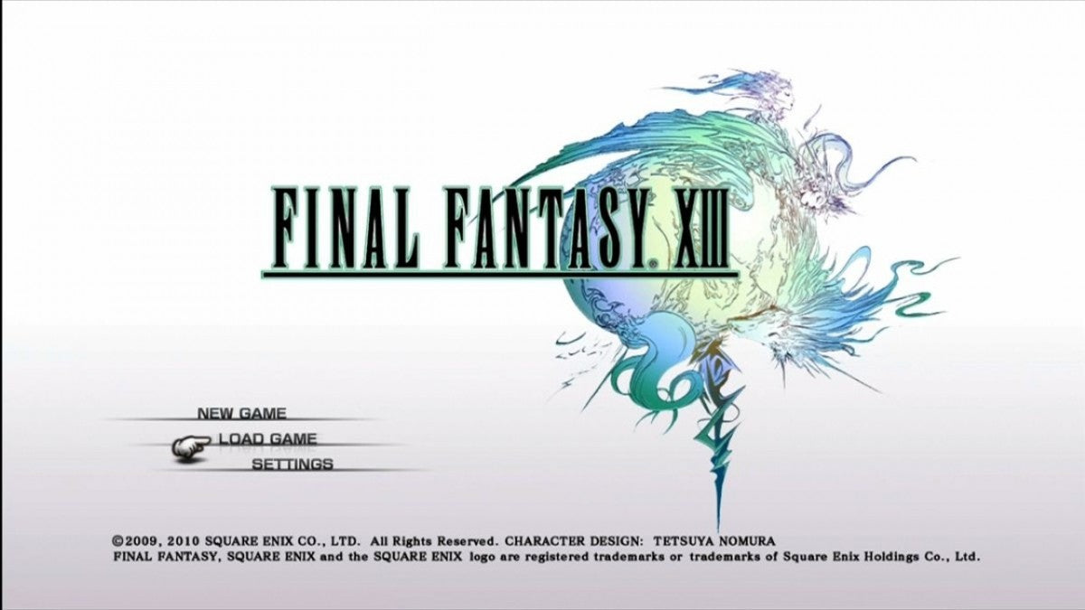 Final Fantasy XIII start screen for Xbox 360 (X360) role-playing video game