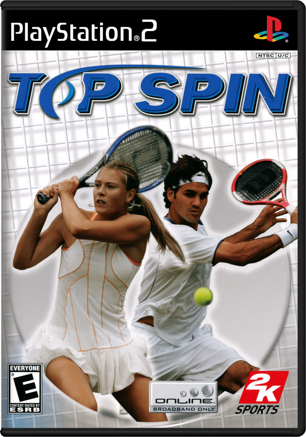 Top Spin – PlayStation 2 (PS2) video game cover image, tennis sports simulation.