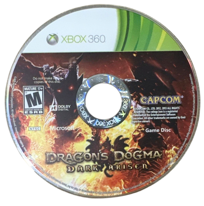 Dragon's Dogma: Dark Arisen game disc for Xbox 360 (X360) action role-playing video game