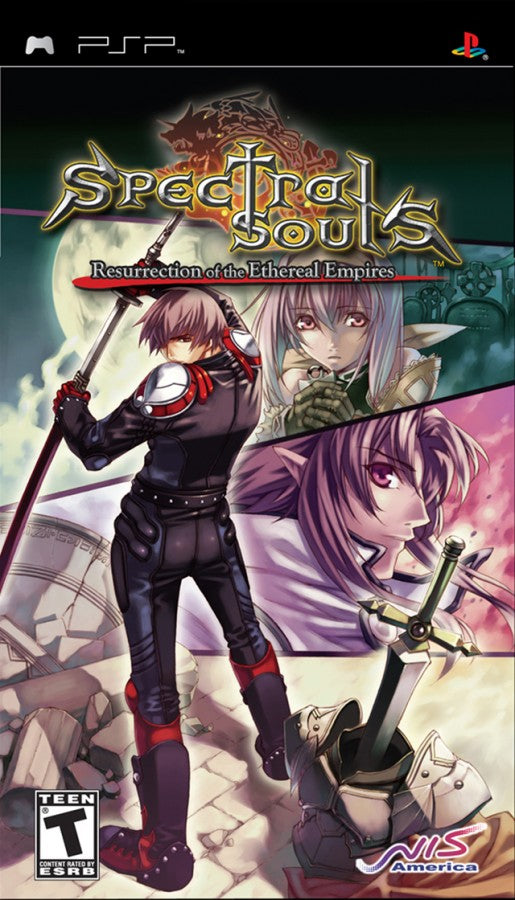 Spectral Souls Resurrection of the Ethereal Empires PlayStation Portable PSP for tactical role playing video game fans featuring turn based strategy combat grid based battles character customization fantasy storytelling multiple playable characters challenging missions and deep tactical gameplay collectible gaming appeal front cover art