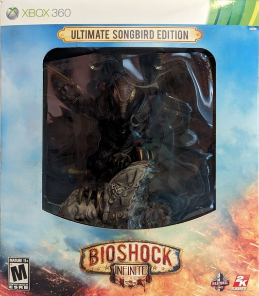 BioShock Infinite Ultimate Songbird Edition Xbox 360 inspired design featuring steampunk sci fi action adventure aesthetic floating city exploration alternate history storytelling powerful Songbird guardian cinematic combat immersive first person gameplay collector edition presentation big box front