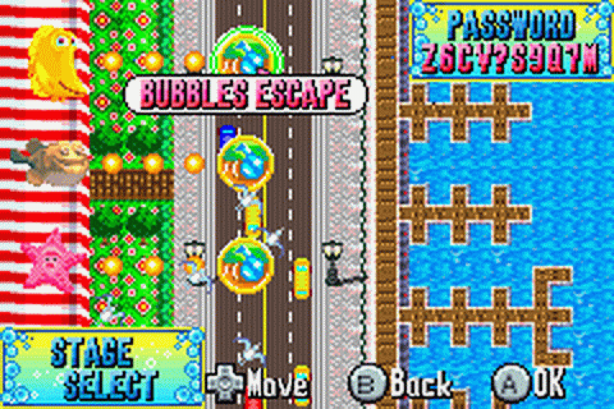 Disney Pixar Finding Nemo The Continuing Adventures for Game Boy Advance (GBA), gameplay for a retro video game featuring action-adventure gameplay, underwater exploration, character-based missions, puzzle-solving, and movie-inspired challenges