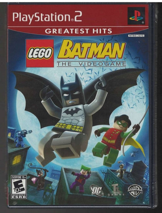 LEGO Batman Greatest Hits PS2 game featuring family friendly action adventure gameplay, cooperative play, and classic LEGO humor set in the Batman universe cover art