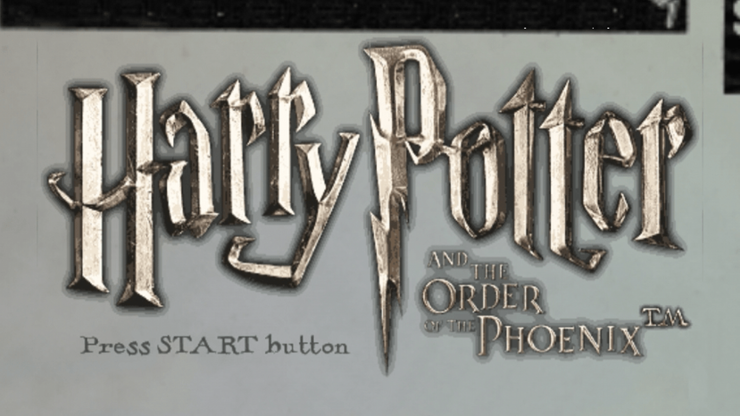 Harry Potter and the Order of the Phoenix title screen for Playstation Portable video game. 