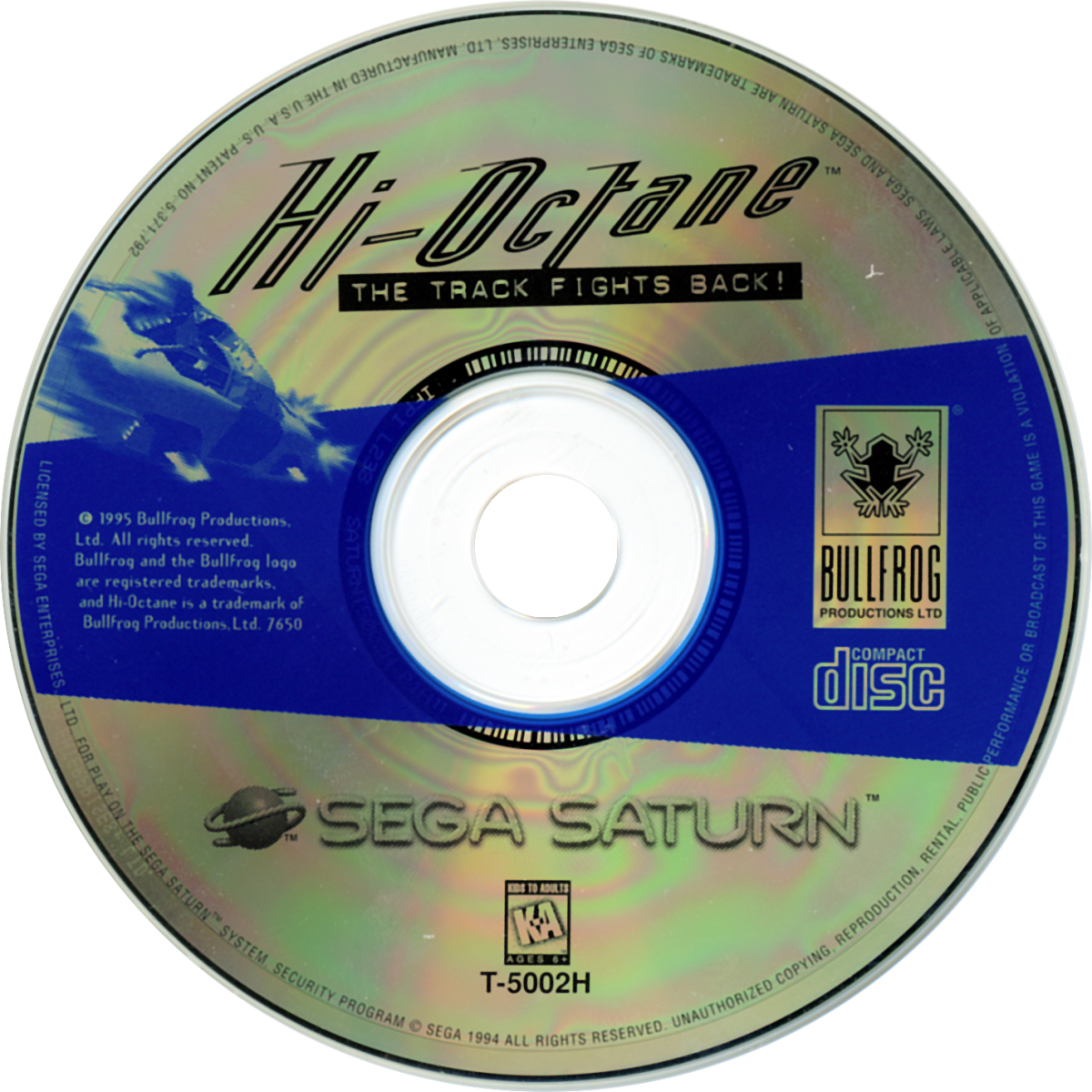 Hi Octane Sega Saturn vehicular combat racing game high speed combat driving vehicles weapons futuristic racing arcade style action EA Electronic Arts retro Saturn game Sega Saturn software video game title disc