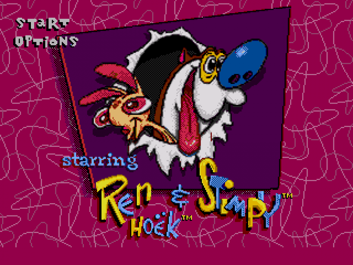 The Ren & Stimpy Show Stimpy’s Invention Sega Genesis retro video game platformer title screen