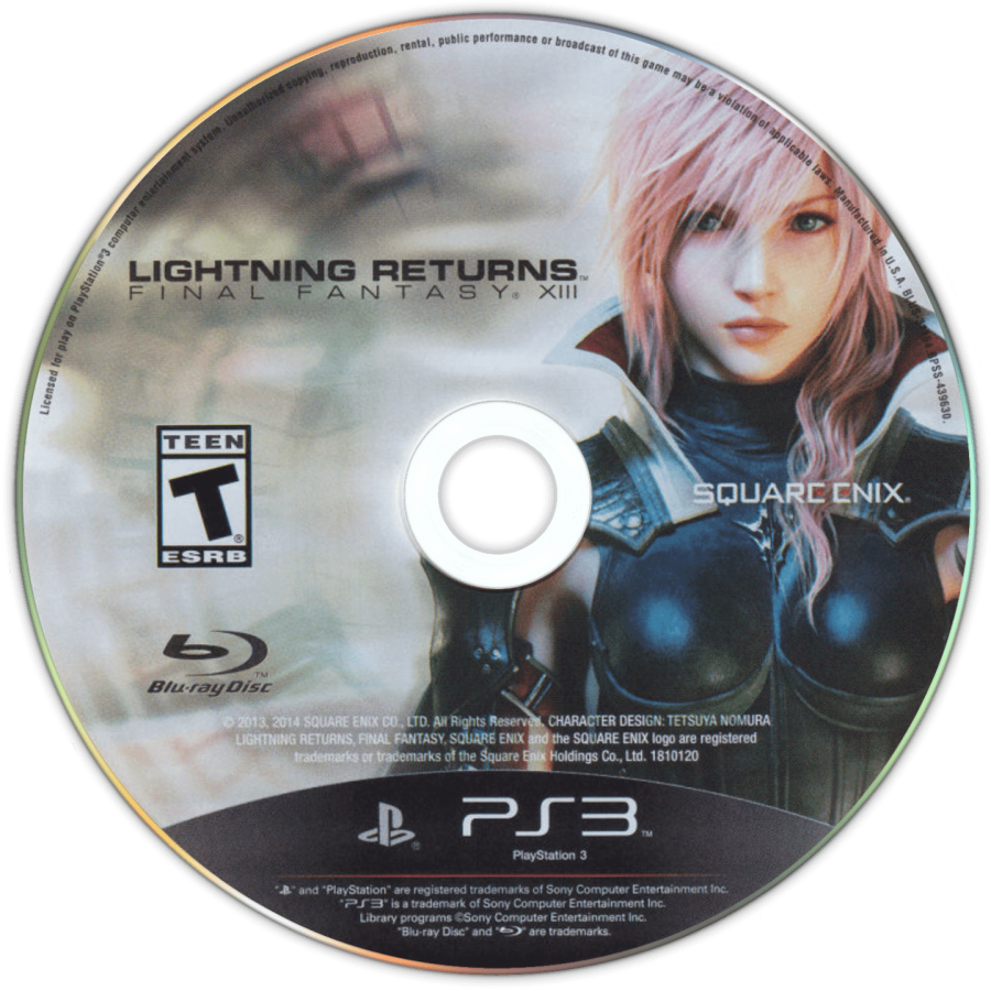 Lightning Returns: Final Fantasy XIII disc for PlayStation 3 (PS3) video game
