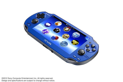 PlayStation Vita 1000 PS Vita 1000 JP Sapphire Blue Good Condition Sony handheld gaming console Japanese model OLED touchscreen display dual analog sticks rear touchpad portable gaming system Wi-Fi connectivity PlayStation Vita game compatibility vibrant sapphire blue design classic Sony handheld hardware retro gaming collection collectible gaming console appeal detail