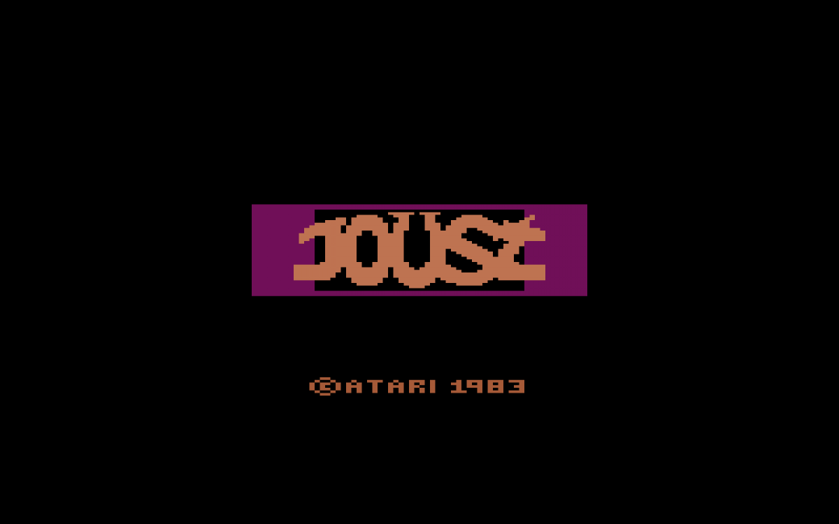Joust for Atari 2600 with classic arcade-style flying and lance combat gameplay theme title screen