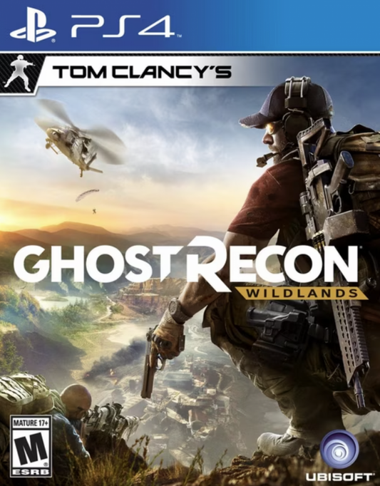 Tom Clancy's Ghost Recon: Wildlands – PlayStation 4 (PS4) video game cover image, tactical open-world third-person shooter