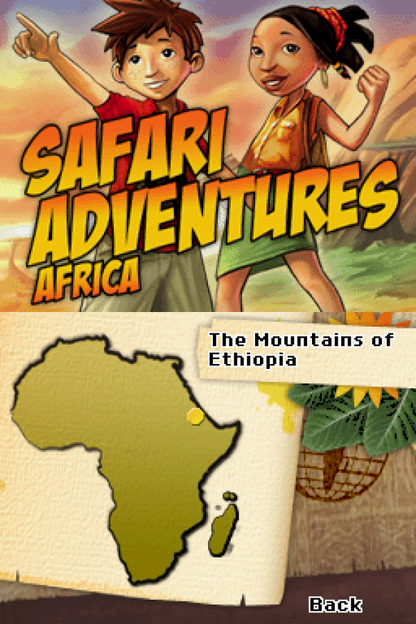 Safari Adventures: Africa gameplay for Nintendo DS (DS) educational adventure video game