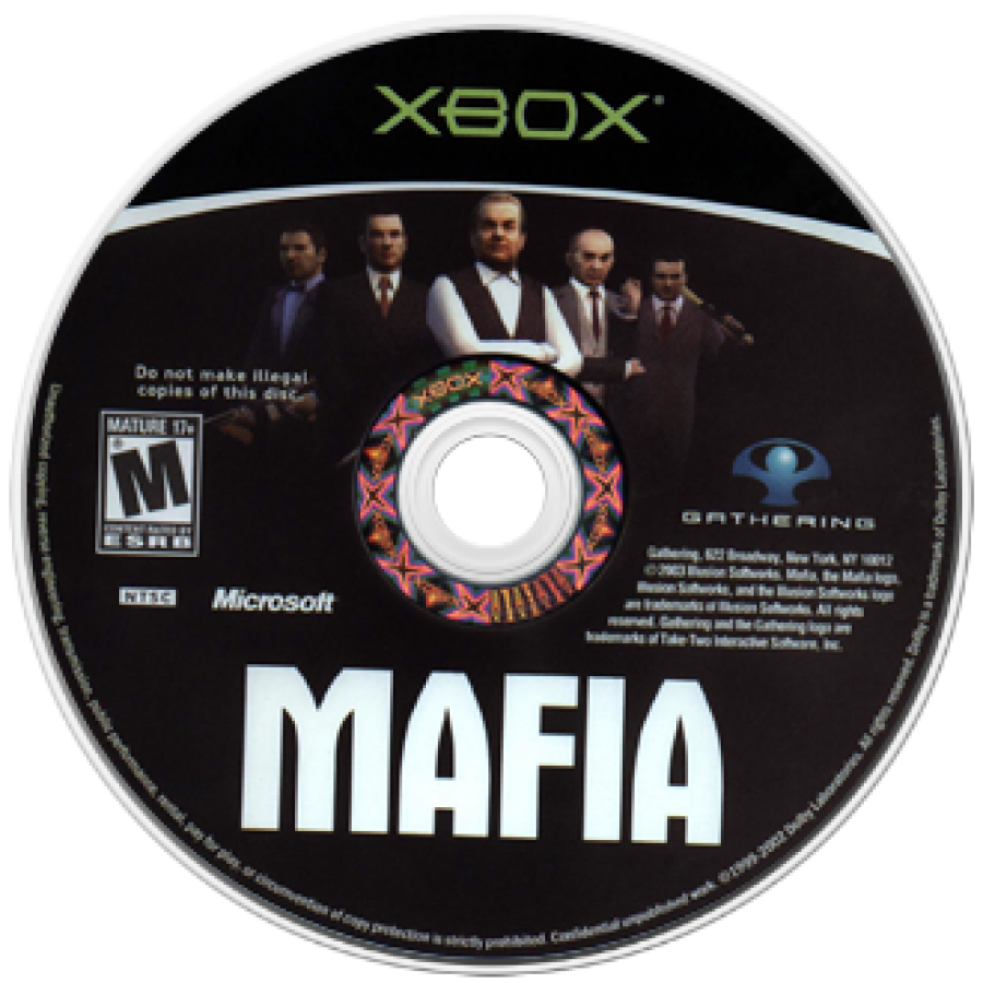 Mafia Xbox video game, open-world action adventure, crime drama storyline, third-person shooter gameplay, classic console title disc