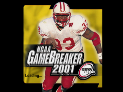 NCAA GameBreaker 2001 game for the PlayStation featuring college football gameplay with licensed teams season modes play calling mechanics and fast paced arcade style presentation with multiplayer competition gameplay 