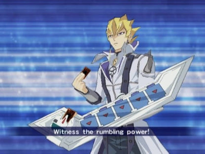 Yu-Gi-Oh! 5D’s: Duel Transer gameplay for Nintendo Wii (Wii) featuring strategic card battles with over 4,500 cards, iconic duelists from the 5D’s series, and immersive tournament gameplay.