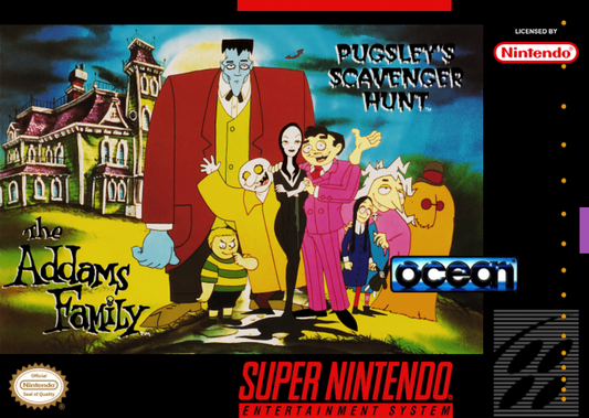 Addams Family Pugsley's Scavenger Hunt cover art for Super Nintendo Entertainment System (SNES) video game