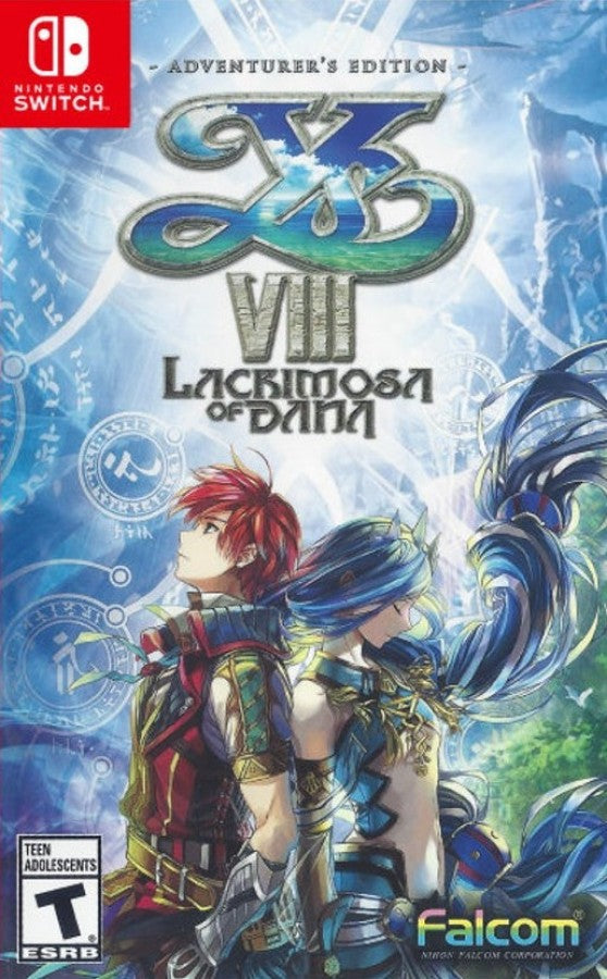 Ys VIII Lacrimosa of DANA Nintendo Switch NS video game featuring action role playing gameplay Adol Christin island exploration real time combat enemy battles character progression party based adventure crafting mysterious environments and fantasy storytelling cover art