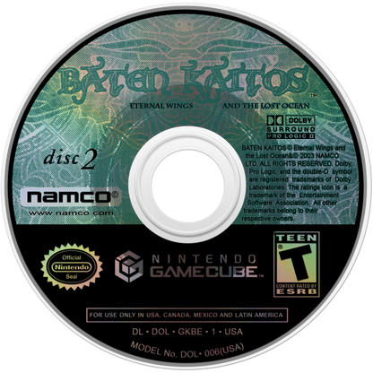 Baten Kaitos Eternal Wings and the Lost Ocean disc art for GameCube game featuring card-based JRPG gameplay and epic fantasy storytelling 