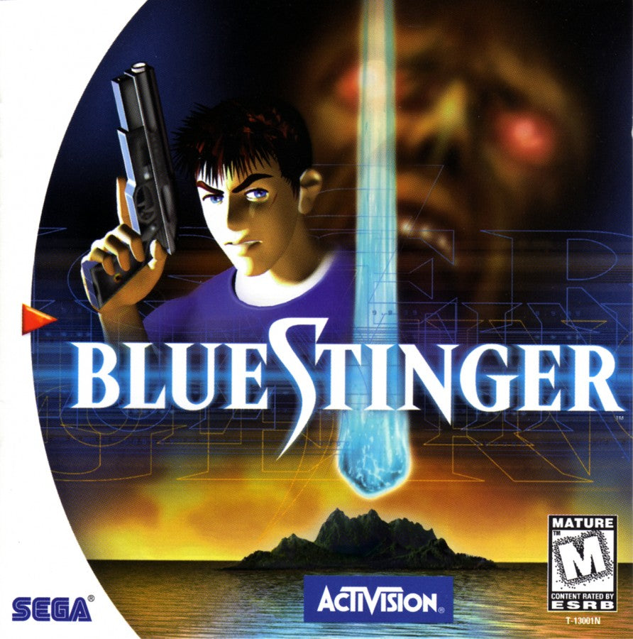 Blue Stinger Sega Dreamcast DC for retro video game enthusiasts featuring survival horror action gameplay 3D exploration intense combat puzzle solving mutant enemies cinematic adventure classic Dreamcast collectible gaming appeal front cover