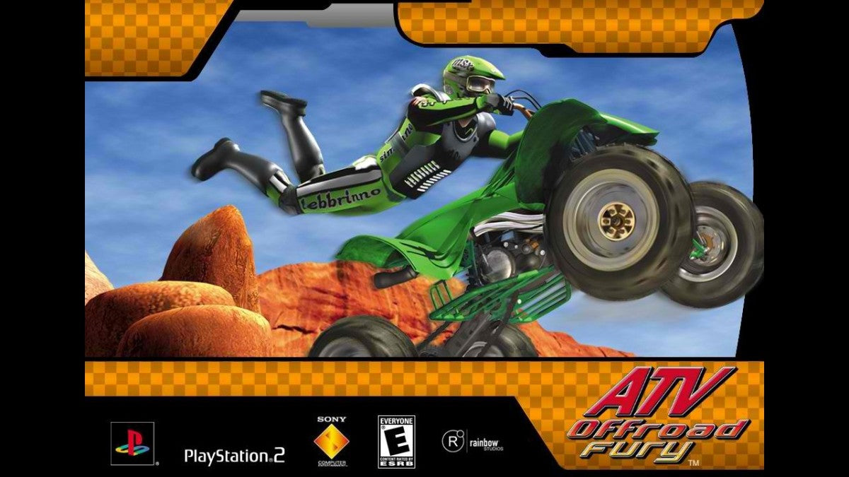 ATV Offroad Fury 3 PlayStation 2 PS2 video game, off-road racing action, ATV stunt and freestyle gameplay, multiplayer modes, console racing title gameplay