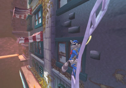 Sly Cooper and the Thievius Raccoonus [Greatest Hits] for PlayStation 2 (PS2) featuring a stylish stealth platforming adventure where master thief Sly and the Cooper Gang pull off heists across the globe; sneak fight and platform through episodic missions with a classic cartoon look in this Greatest Hits edition gameplay screenshot