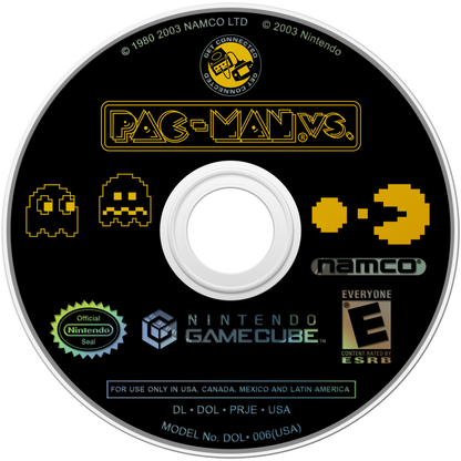 Pac-Man Vs Nintendo GameCube for retro video game enthusiasts featuring multiplayer arcade gameplay classic maze chasing action unique competitive party modes fast paced ghost and Pac Man battles local multiplayer fun and collectible gaming appeal disc 